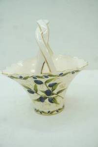 lot 614 image: Burton & Burton Porcelain Basket Vase wOlive Tree Motif