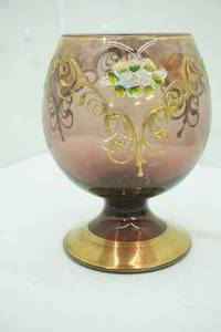lot 642 image: Vintage Venetian Murano Glass Brandy Snifter or Goblet. 24k gold overlay