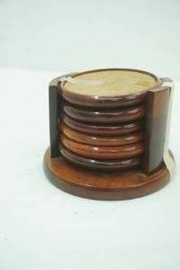 lot 687 image: Vintage Wooden Coaster Set
