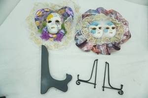 lot 691 image: Decorative Venetian Masquerade Masks and Display Stands