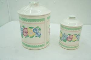 lot 700 image: Pair of Ceramic Canisters with lids
