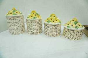 lot 702 image: Sunflower Ceramic Canister Set of 4