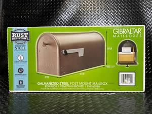 lot 11 image: Gibraltar EM160VBO Venetian Bronze Galvanized Steel Post Mount Mailbox