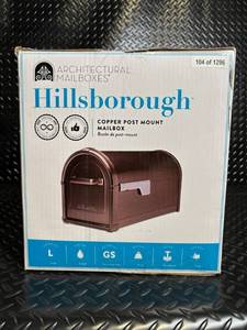 lot A-13 image: Architectural Mailboxes Hillsborough Copper Post Mount Mailbox - Post Mount, Curved Top