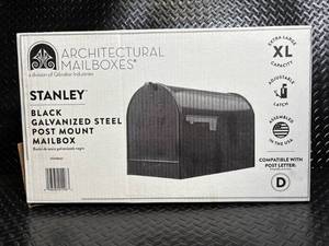 lot 23 image: Architectural Mailboxes Stanley Post Mount Mailbox - Black Galvanized Steel ST2008AM