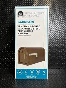 lot 26 image: Architectural Mailboxes Garrison Venetian Bronze Galvanized Steel Post Mount Mailbox Large Capacity