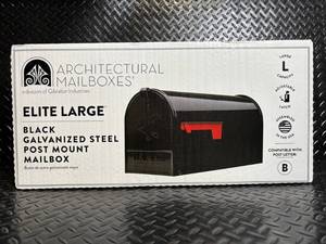 lot 39 image: Architectural Mailboxes Elite Large Black Galvanized Steel Post Mount Mailbox