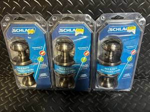 lot 56 image: Schlage F40V GEO 620 Georgian Knob Bed & Bath Privacy Lock Antique Pewter