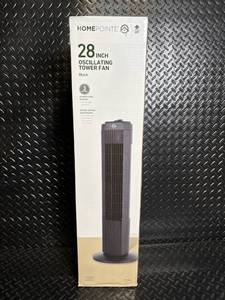 lot 62 image: HomePointe 28-Inch Oscillating Tower Fan - Black