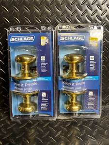 lot 76 image: Schlage Keep It Private Privacy Lock - 2-Pack, G2 Grade, Brass Finish