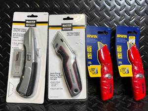 lot 88 image: Master Mechanic & IRWIN Retractable Utility Knife Lot of 4