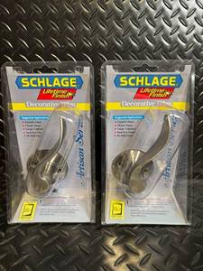 lot 91 image: Schlage Artisan Series Decorative Door Levers - Lifetime Finish 2-Pack