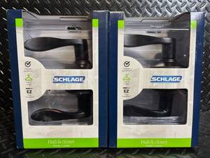 lot 93 image: Schlage F10V ACC716 Hall & Closet Lever - Aged Bronze Finish - 2 Pack