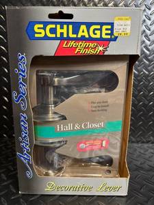 lot 103 image: Schlage Artisan Series Hall & Closet Lever - Antique Pewter Lifetime Finish