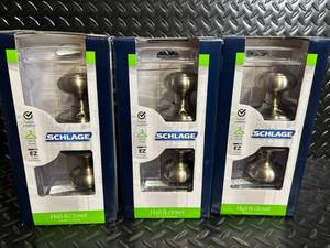 lot 108 image: Schlage Georgian Knob Satin Nickel Hall & Closet Door Knobs - Lot of 3