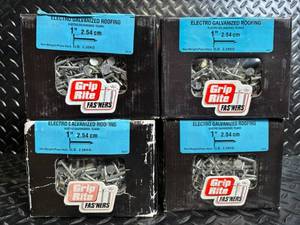 lot 126 image: Grip Rite 1in Electro Galvanized Roofing Nails - 5 lb Box (4-Pack)