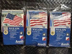 lot 138 image: Annin Nylon U.S. Flag - 4x6 ft (2)  3x5 ft (1) - Grommets