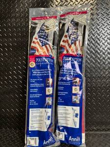 lot 139 image: Annin Flagmakers PolyCotton U.S. Flag & Pole Set - 3x5, 2-Pack