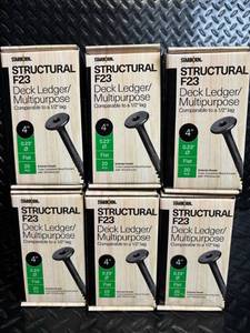 lot 160 image: Starborn Structural F23 Deck LedgerMultipurpose Screws - 4 in x 0.23 in Flat, 20 pcsbox, 6 boxes