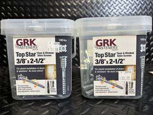 lot 167 image: GRK Fasteners Top Star Door & Window Shim Screws 38 x 2-12 in - 100 Qty per Container (2-Pack)