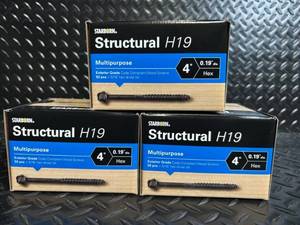 lot 169 image: Starborn Structural H19 4 Hex Exterior Wood Screws - Multipurpose - 3 Boxes (150 pcs)