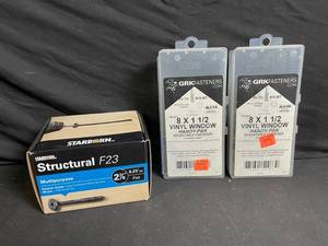 lot 189 image: GRK Fasteners 8 x 1-12 Vinyl Window Handy-Pak Adjustable Fasteners - 2 Pack (100 pcs each)