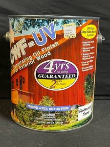 lot 229 image: Flood CWF-UV Exterior Wood Finish - Redwood Tone, Oil-Based UV-Resistant, 1 Gallon