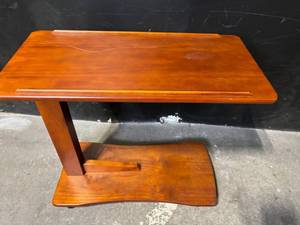 lot 7 image: Vintage Solid Wood Desk With Pedestal Base & Tilt Mechanism - Writing Table For Home Office