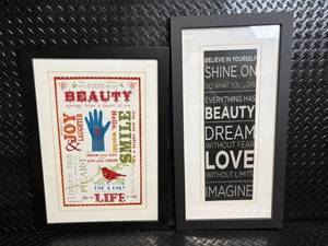 lot 38 image: Sharyn Swell Word Art Prints - Beauty & Life (Framed) Lot of 2