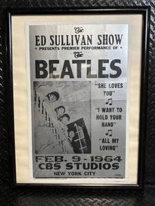 lot 49 image: The Beatles Ed Sullivan Show Poster - Feb 9, 1964 - CBS Studios NYC Framed