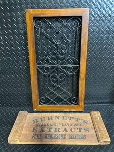 lot 59 image: Wall Panel - Vintage Wood Frame with Wrought Iron Scrollwork