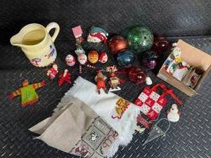 lot 71 image: Hallmark Snowman Pitcher  Assorted Christmas Ornaments & Nutcracker Figures Lot