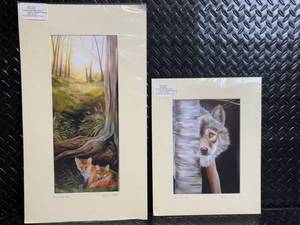 lot 77 image: Helen Clark Fox Cub Den & Timber Wolf - The Gallery Derbyshire Prints