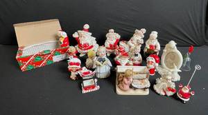 lot 130 image: Vintage Ceramic Christmas Figurines Set - Santas, Angels & Nativity Scenes