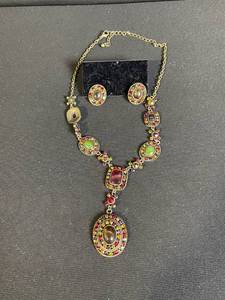 lot 154 image: Colorful Gemstone Necklace & Matching Earrings Set