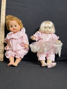 lot 194 image: Nancy Ann Storybook Dolls - Lot of 3 - Vintage Pink Dresses