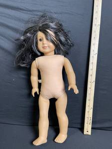 lot 207 image: American Girl-Style Doll with Long Black Hair, Tan Vinyl Body