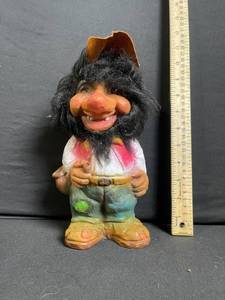 lot 246 image: Vintage Troll Figurine - Hand-Painted Collectible with Colorful Outfit, Broken Hat