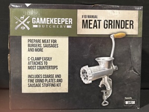 GameKeeper Butchery No. 10 Manual Meat Grinder - Countertop Clamp & Sausage Kit