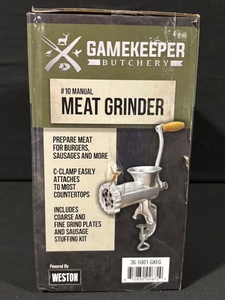 GameKeeper Butchery No. 10 Manual Meat Grinder - Countertop Clamp & Sausage Kit