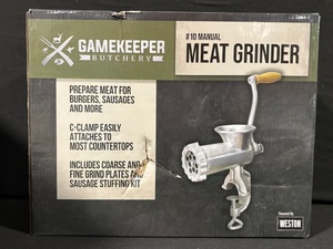 lot 15 image: GameKeeper Butchery Meat Grinder - #10 Manual, Model 36-1001-GKFG