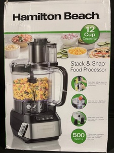 lot 29 image: Hamilton Beach Stack & Snap Food Processor - 12-Cup, 500W