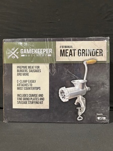 lot 44 image: GameKeeper Butchery #10 Manual Meat Grinder - C-Clamp, Coarse & Fine Plates