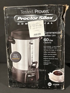 lot 62 image: Proctor Silex Commercial Coffee Urn 60 Cup Capacity One-Hand Dispenser