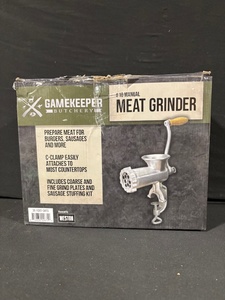 lot 69 image: GameKeeper Butchery #10 Manual Meat Grinder - Countertop Clamp, Sausage Kit