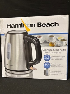 lot 75 image: Hamilton Beach Stainless Steel Kettle - 1.2L  5-Cup, 1500W Auto Shutoff