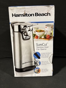 lot 81 image: Hamilton Beach SureCut Stainless Steel Can Opener - Model 76778JFG