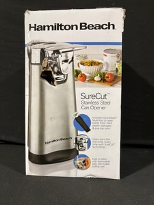 lot 90 image: Hamilton Beach SureCut Stainless Steel Can Opener with OpenMate Multi-Tool