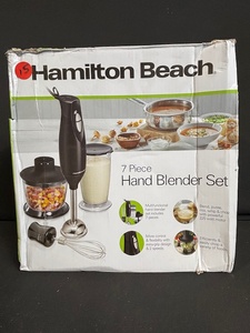 lot 112 image: Hamilton Beach 7-Piece Hand Blender Set with Chopper, Whisk & Beaker