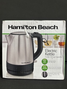 lot 118 image: Hamilton Beach Electric Kettle 1 Liter  4 Cup Capacity - Stainless Steel